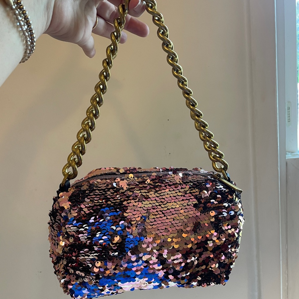 Montana West Pink and Blue Sequin Clutch with Chain Strap PRICE DROP!!